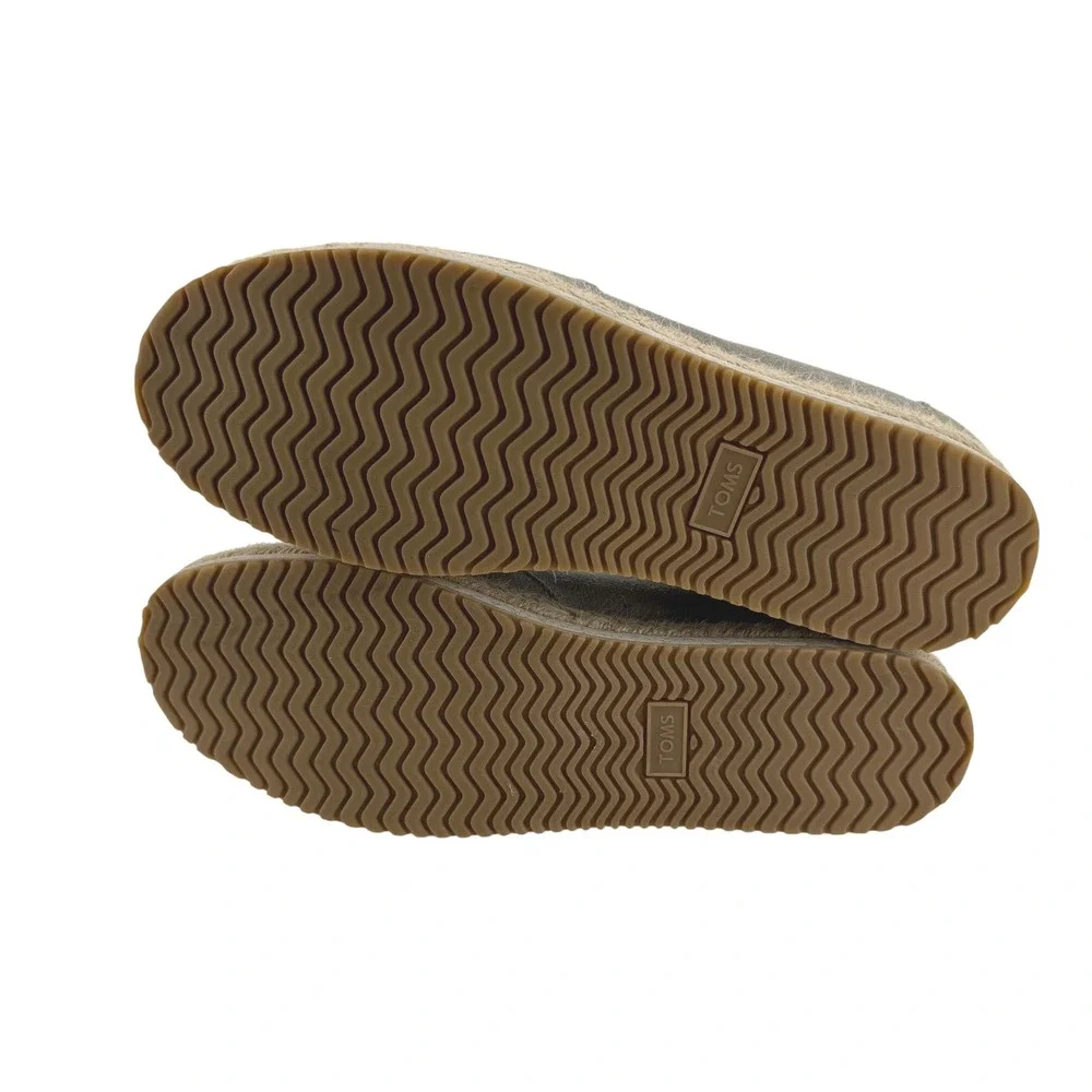 TOMS Womens Grey Suede Rope Alpargata Platform Espadrille Slip On Shoes Size 9.5